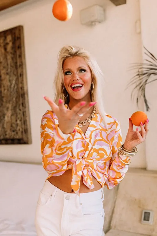 Holding Onto Happiness Front Tie Top In Orange sold by Impressions