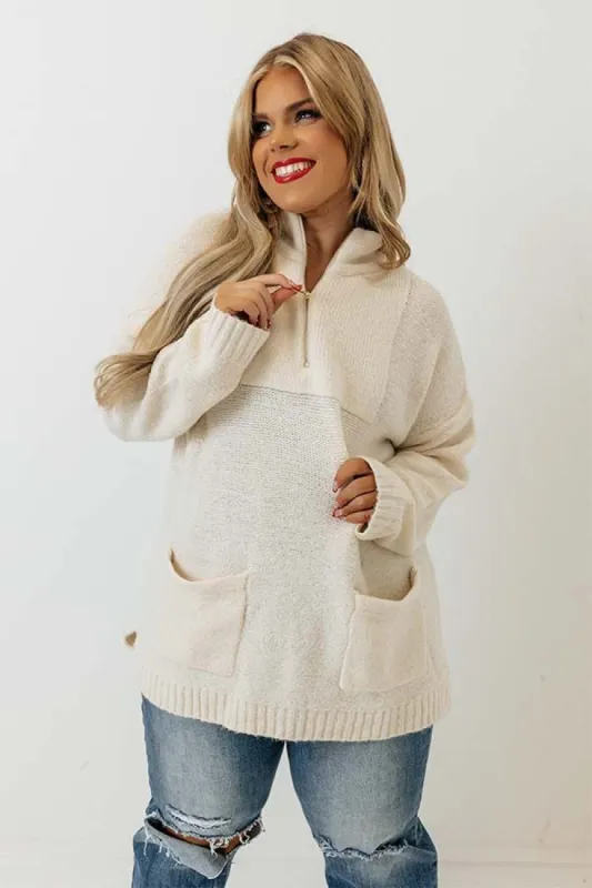 Pumpkin Spicy Knit Pullover In Cream Curves sold by Impressions