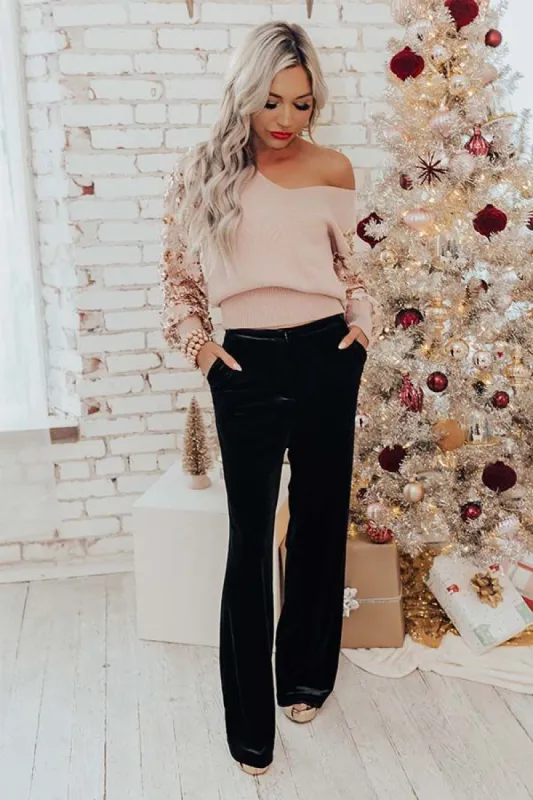 Fine And Divine Velvet Pants In Black sold by Impressions