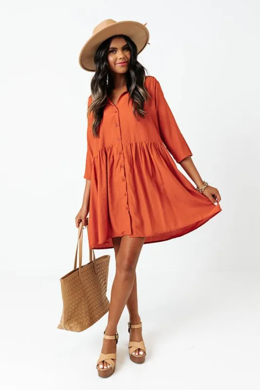 Always On Time Babydoll Tunic Dress In Tangerine sold by Impressions