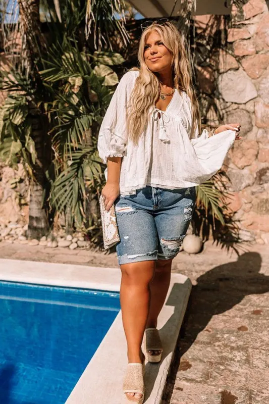 Wild Dreams Babydoll Top In White Curves sold by Impressions