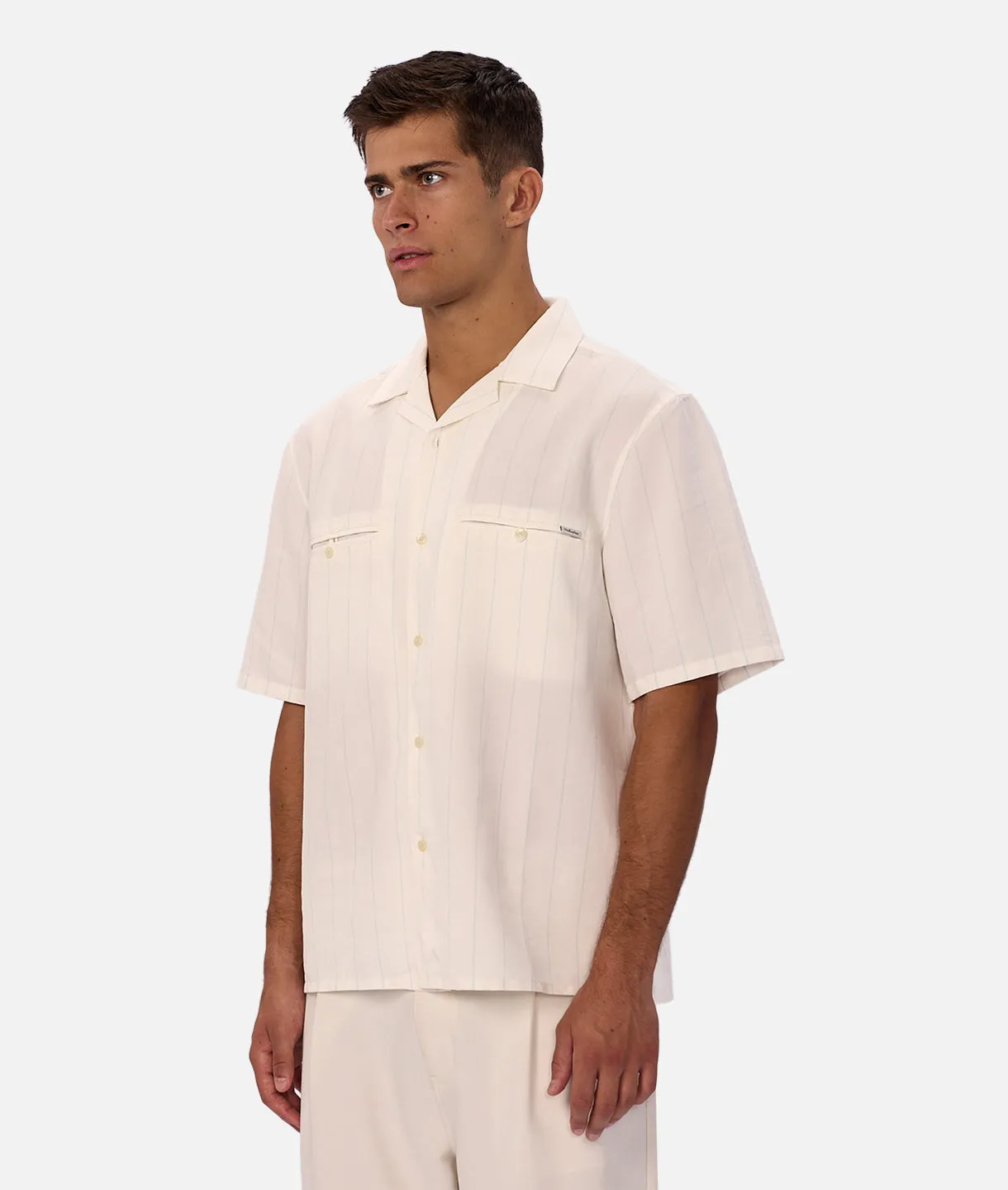 The Malibu Short Sleeve Shirt - Cream / Lt Blue sold by Industrie Clothing product image thumbnail 3