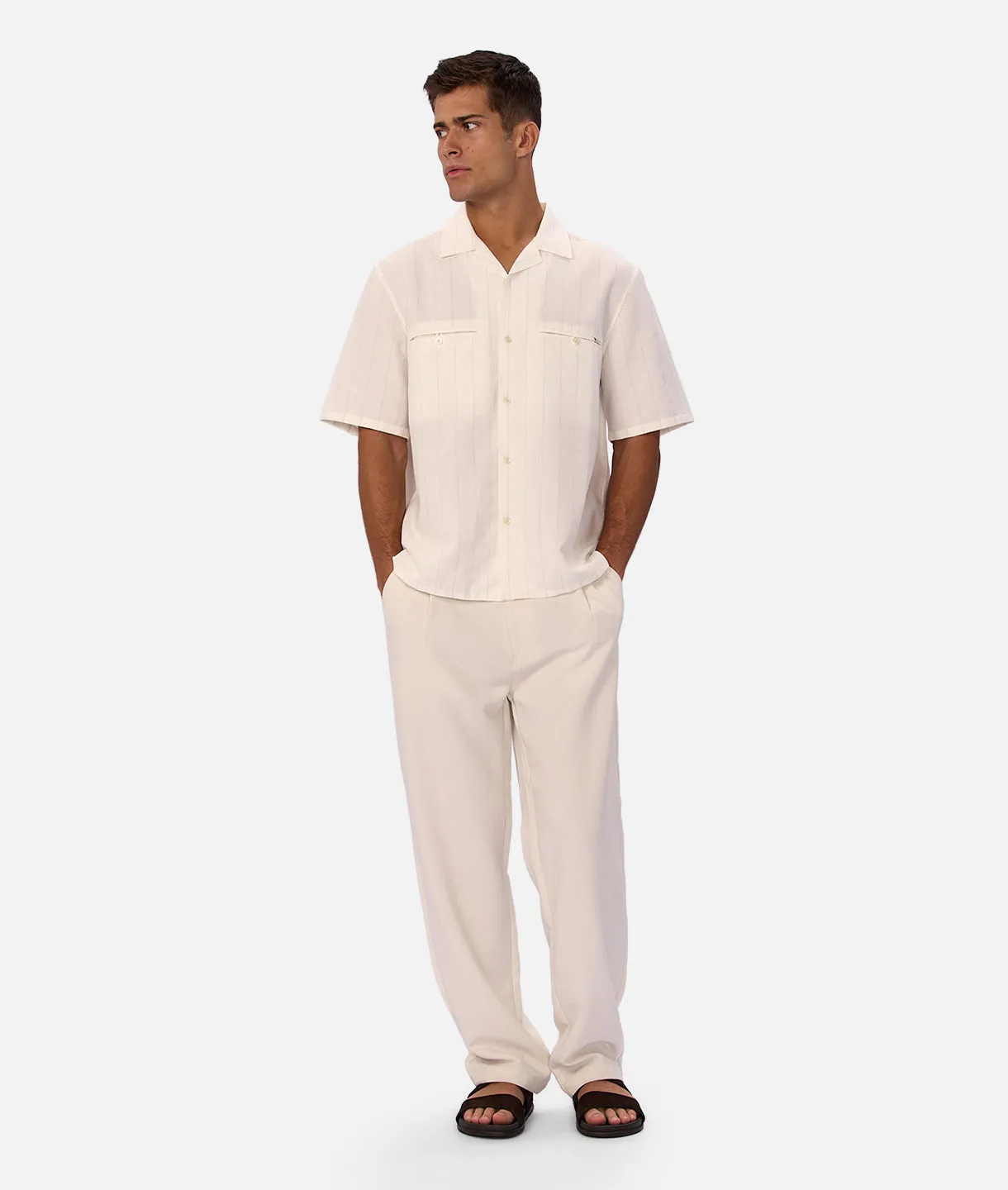 The Malibu Short Sleeve Shirt - Cream / Lt Blue sold by Industrie Clothing product image thumbnail 2