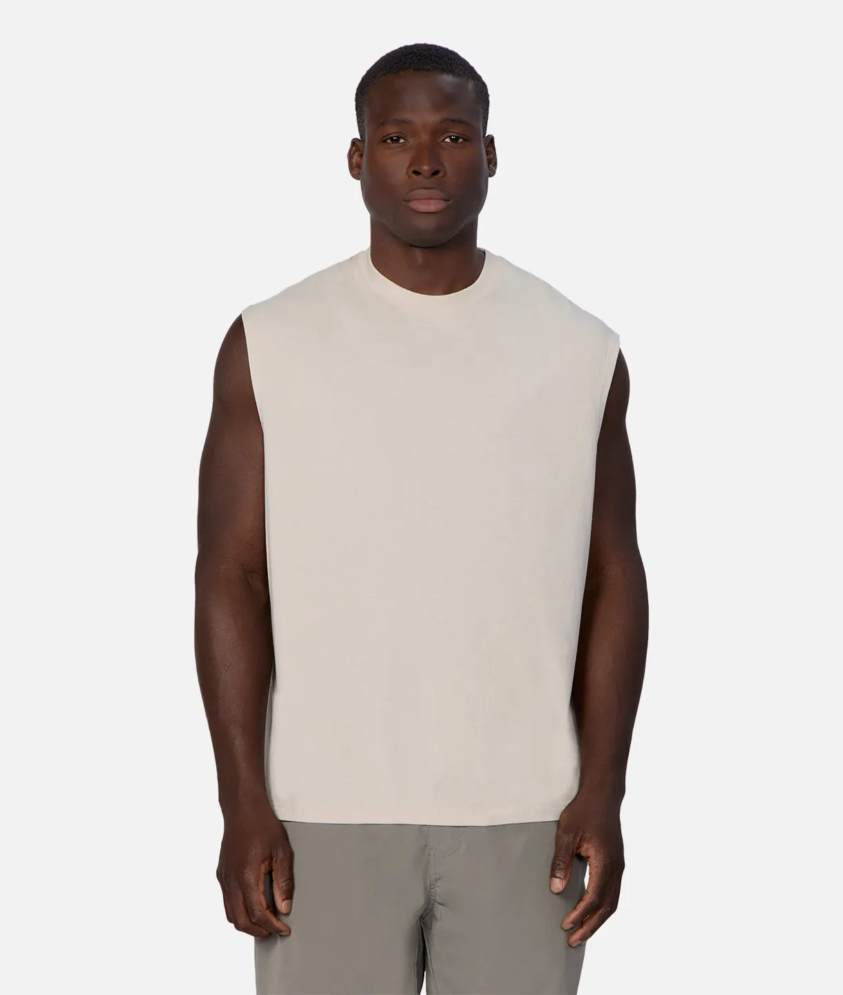 The Freeman Sleeveless Tee - Stone sold by Industrie Clothing