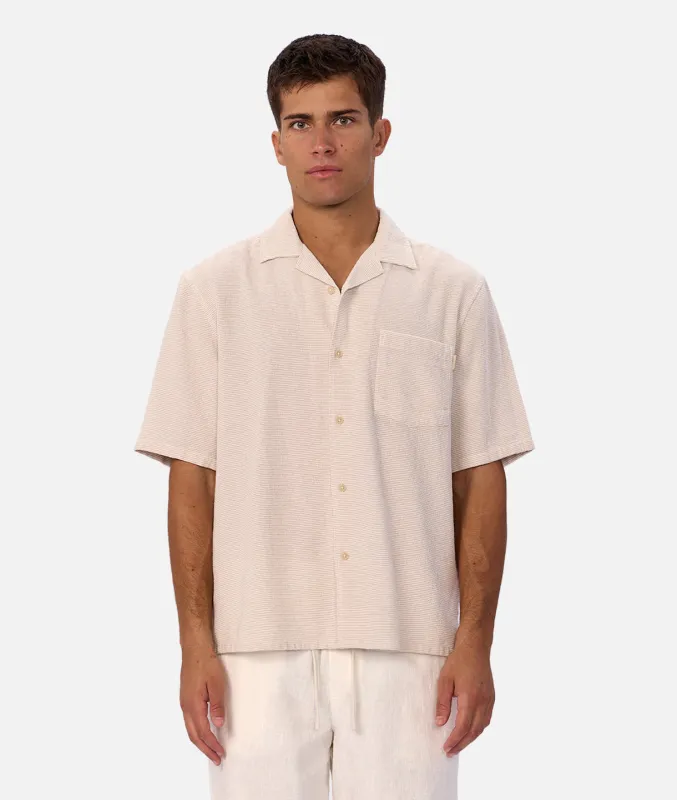 The Striped Marbella Short Sleeve Shirt - Shallot / Off White sold by Industrie Clothing