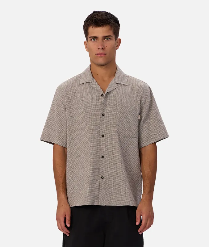 The Textured Marbella Short Sleeve Shirt - Gunmetal sold by Industrie Clothing