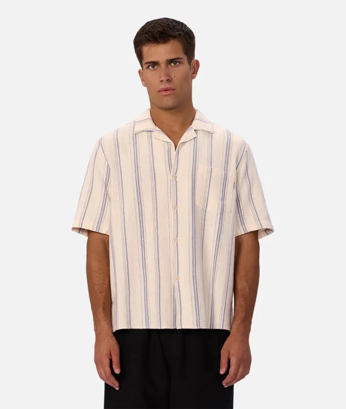 The Bowment Short Sleeve Shirt - Natural Blue Combo sold by Industrie Clothing