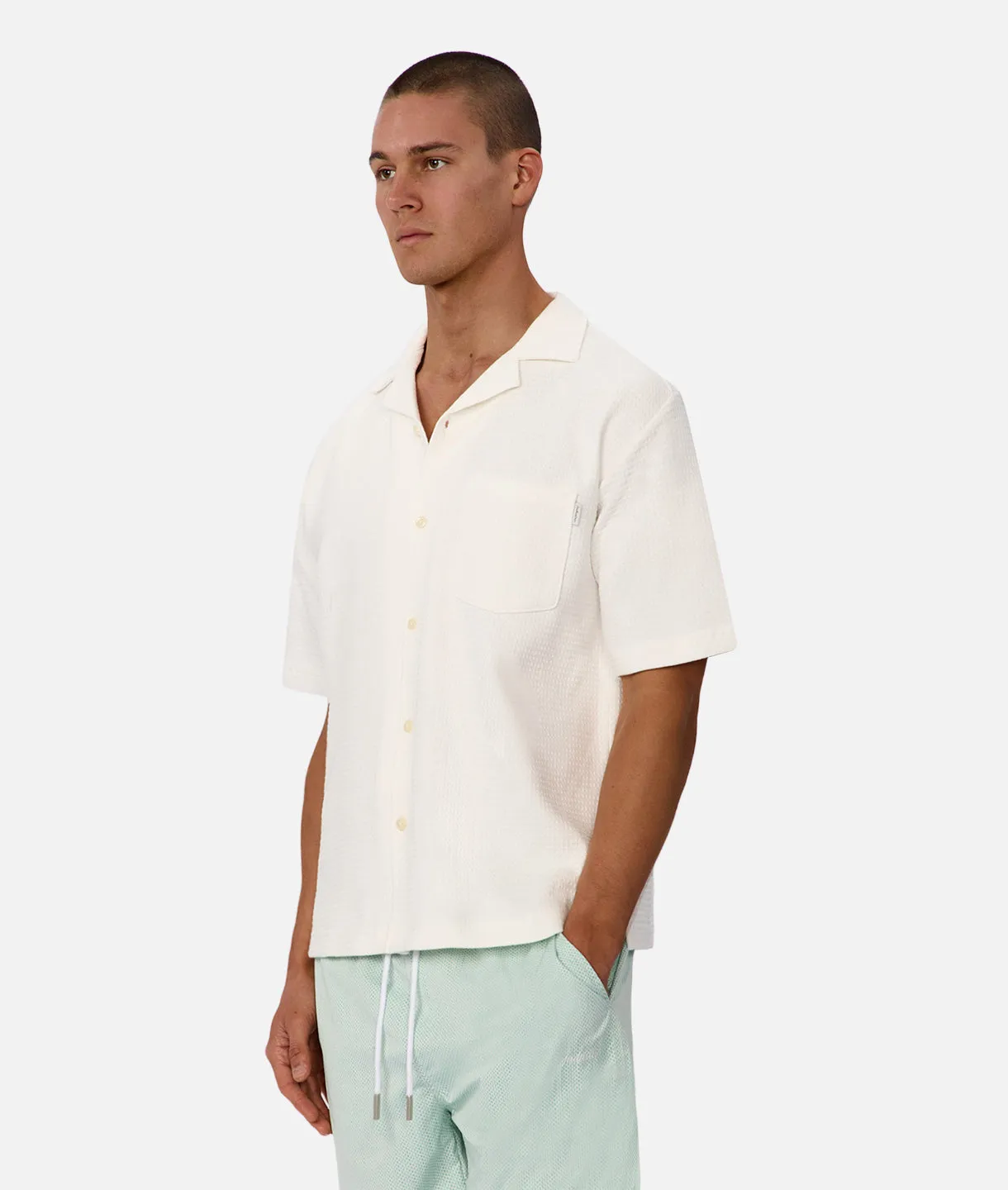 The Knitted Malibu Short Sleeve Shirt - Winter White sold by Industrie Clothing product image thumbnail 3
