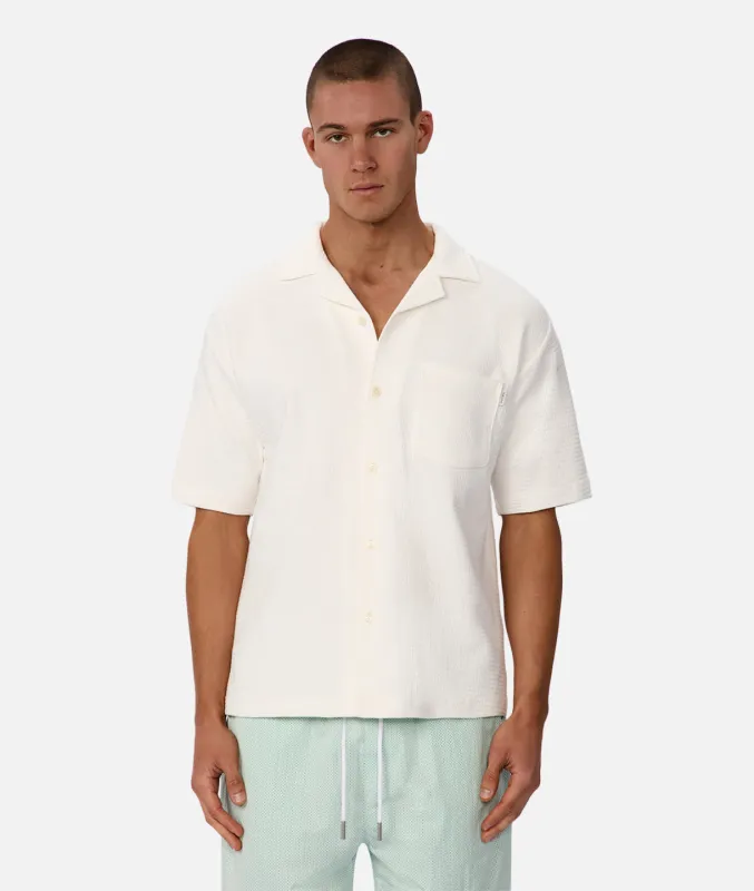 The Knitted Malibu Short Sleeve Shirt - Winter White sold by Industrie Clothing