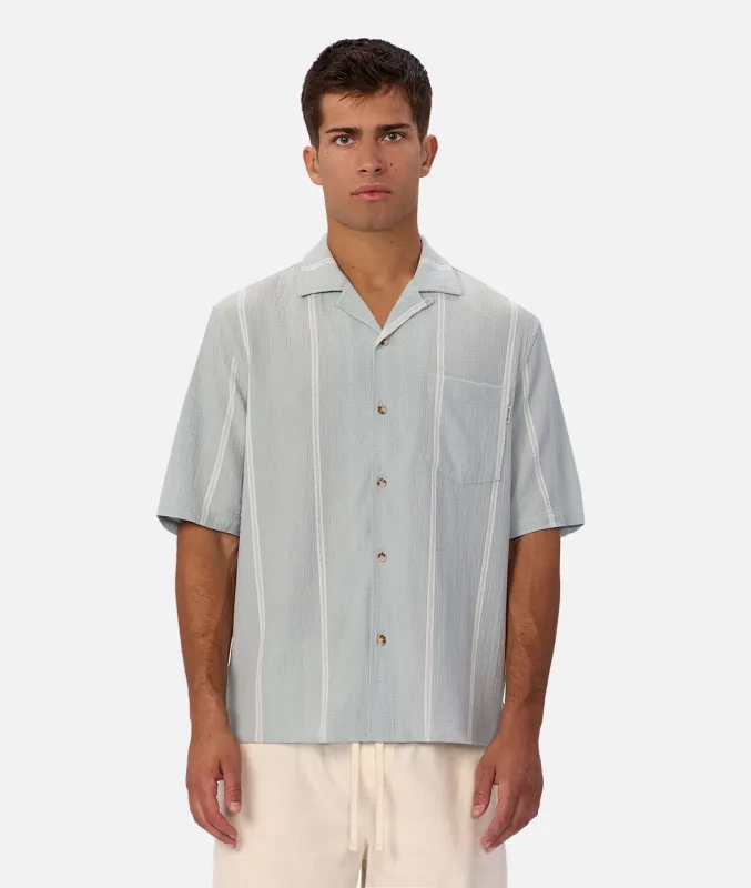 The Pacifico Stripe Short Sleeve Shirt - Blue / Off White sold by Industrie Clothing