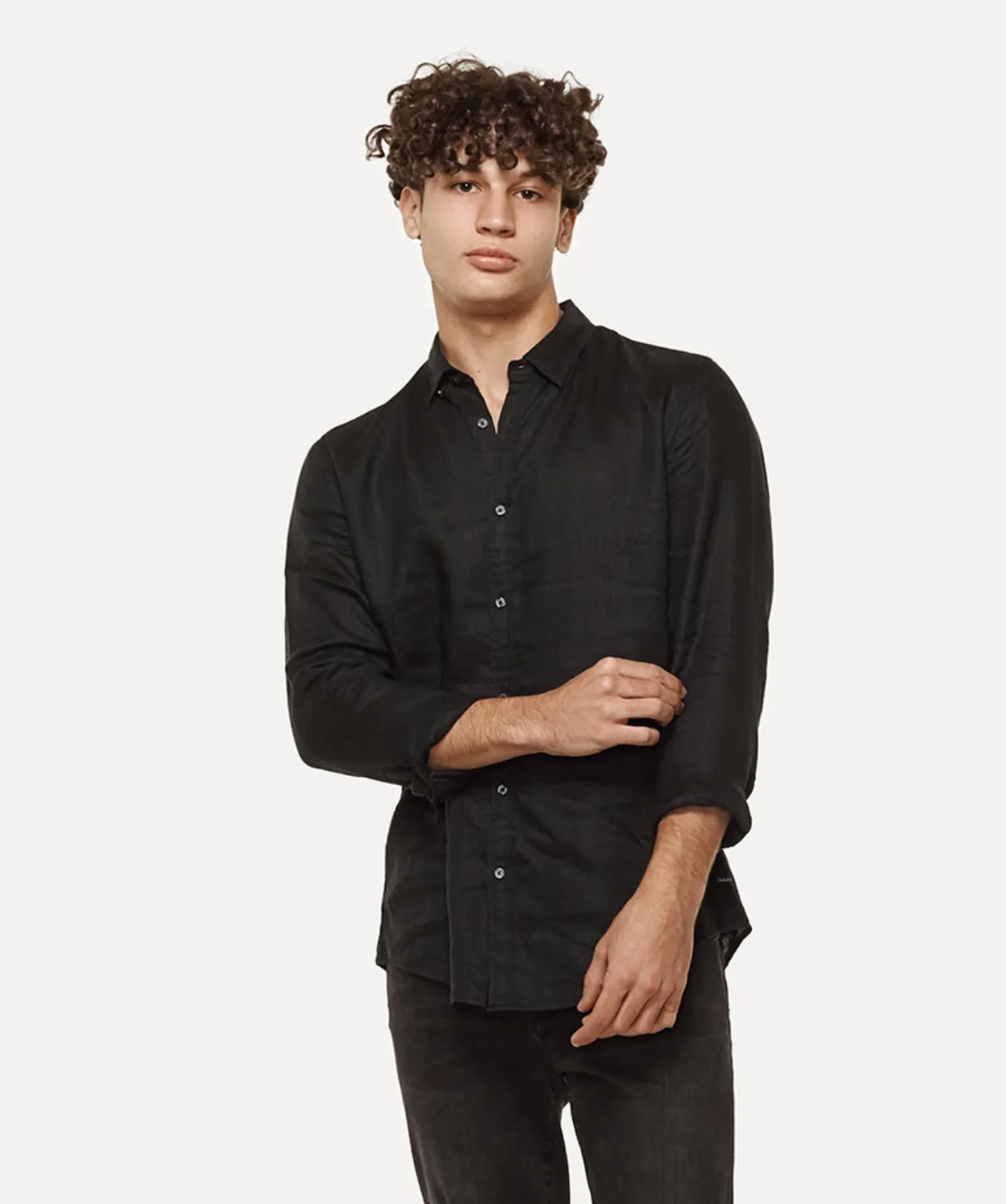 The Tennyson Linen Long Sleeve Shirt - Black sold by Industrie Clothing