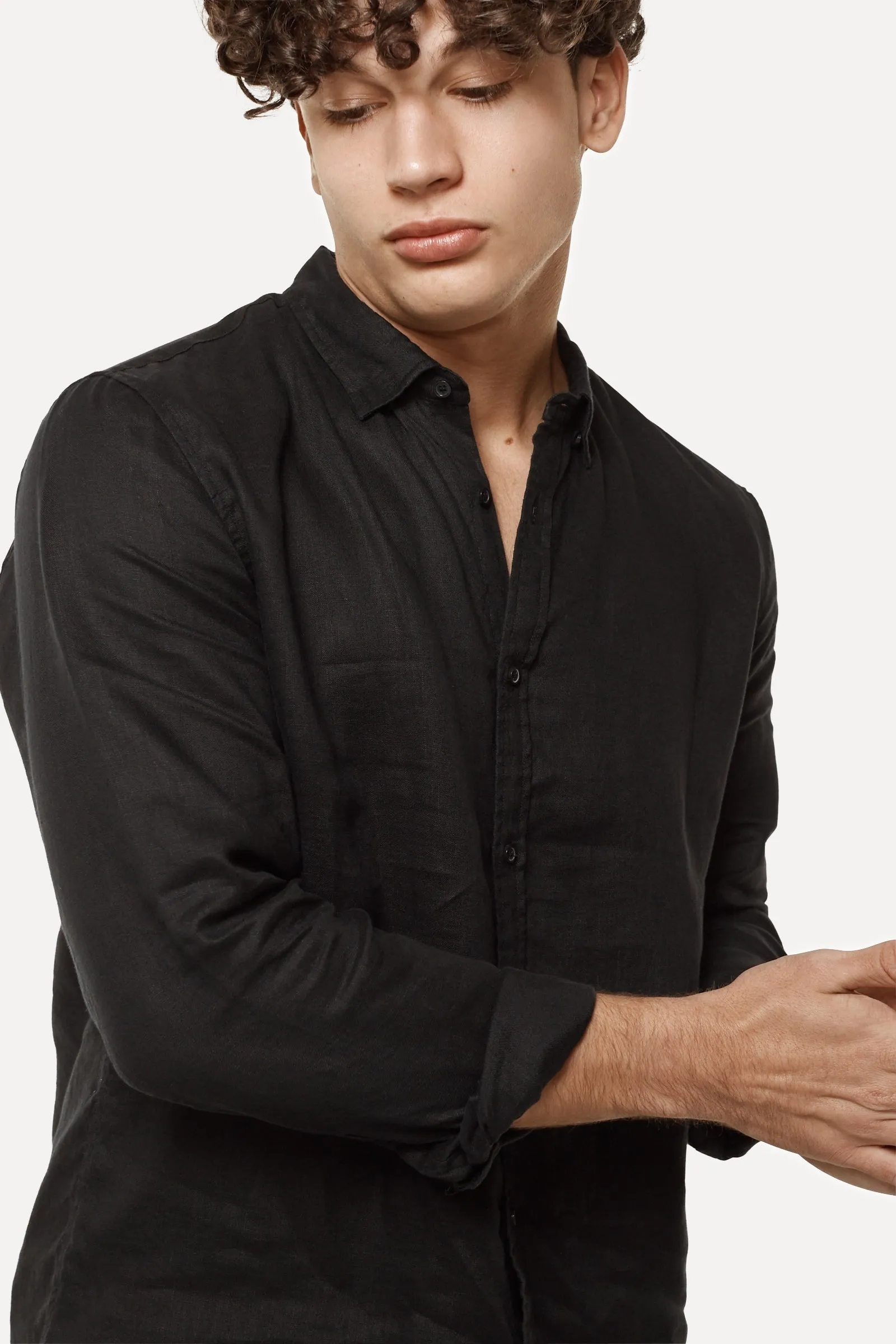 The Tennyson Linen Long Sleeve Shirt - Black sold by Industrie Clothing product image thumbnail 5