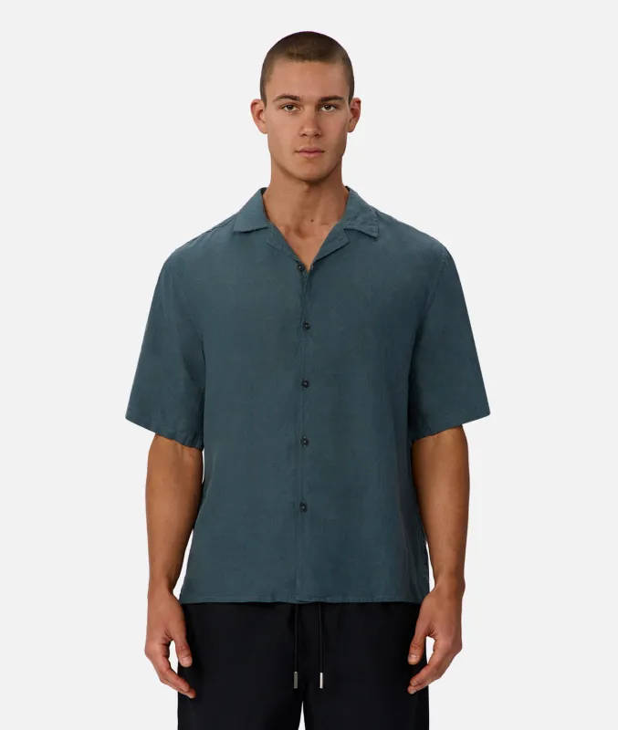 The St Martins Short Sleeve Linen Shirt - Deep Ocean sold by Industrie Clothing
