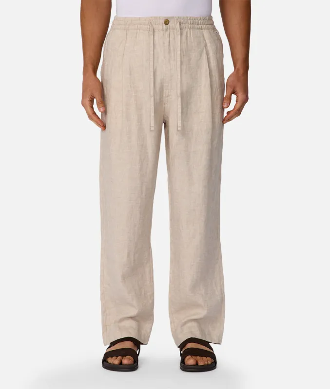 The Relaxed Capri Linen Pant - YD Wheat sold by Industrie Clothing