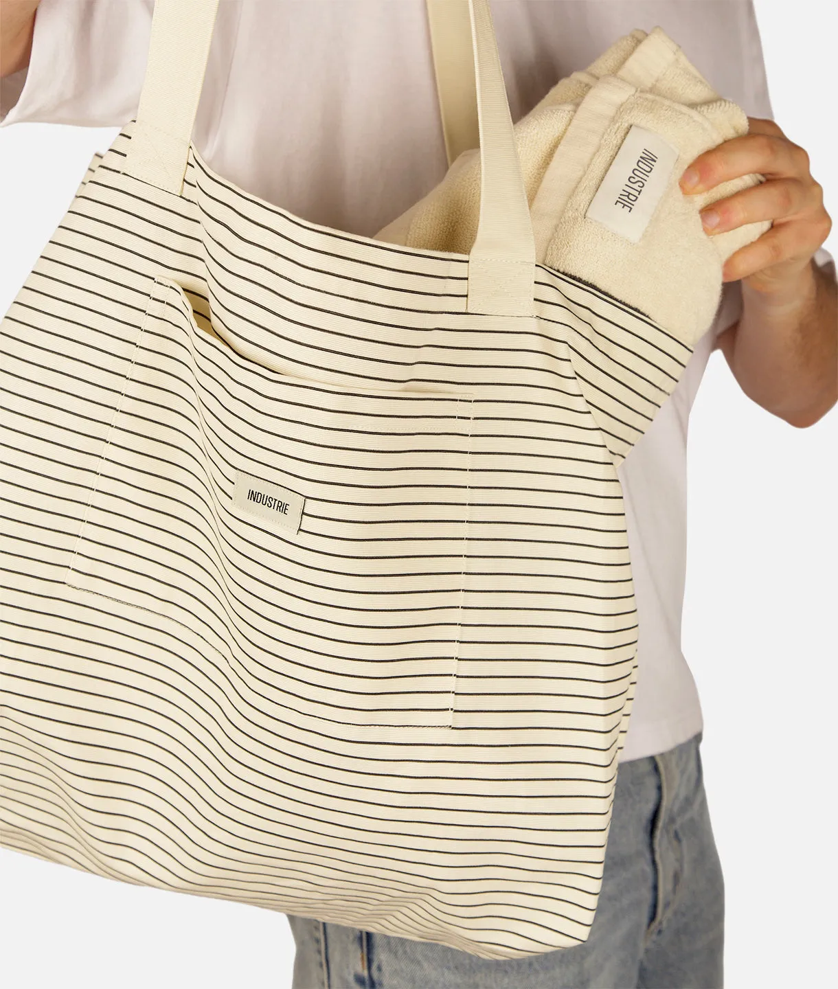 The Stripe Tote Bag - Dairy/Onyx sold by Industrie Clothing product image thumbnail 4