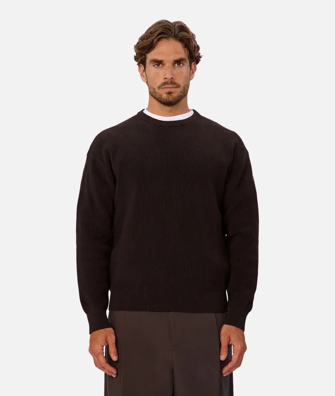 The New England Crew Knit - Espresso made by Industrie Clothing