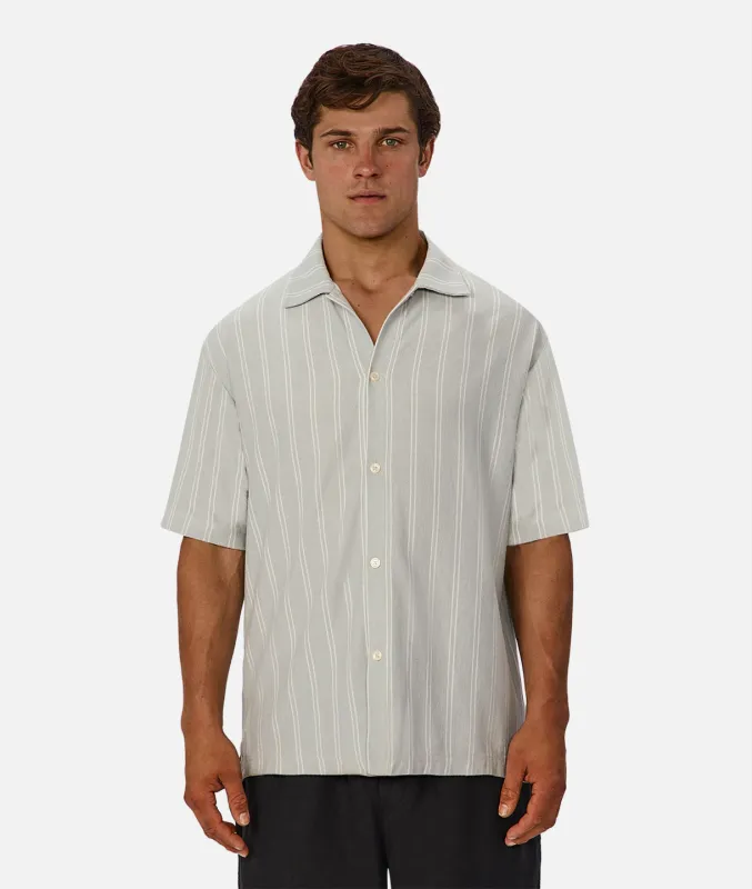 The Pacifico Stripe Short Sleeve Shirt - Turqouise / Off White sold by Industrie Clothing
