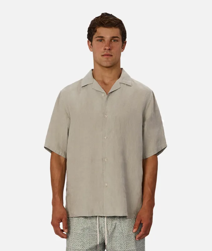 The St Martins Short Sleeve Linen Shirt - Spruce sold by Industrie Clothing