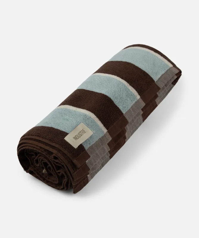 The Nazare Beach Towel - Mocha / Powder Blue / White sold by Industrie Clothing