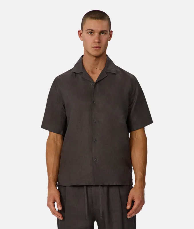 The Lusso Linen Short Sleeve Shirt - Cocoa sold by Industrie Clothing