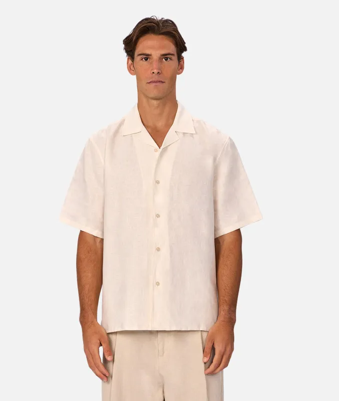 The Lusso Linen Short Sleeve Shirt - Coconut sold by Industrie Clothing