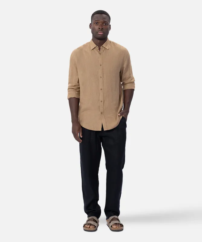 The Tennyson Linen Long Sleeve Shirt - Brass sold by Industrie Clothing