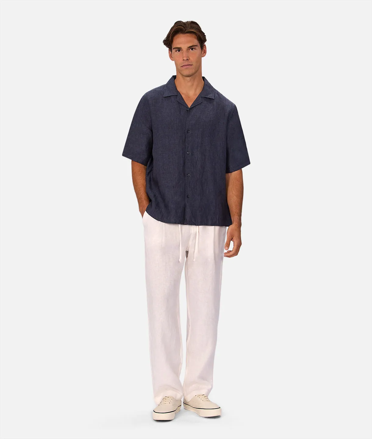 The St Martins Short Sleeve Linen Shirt - Denim sold by Industrie Clothing product image thumbnail 2