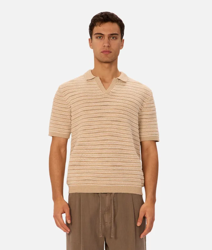 The Matera Polo - Tan/White sold by Industrie Clothing