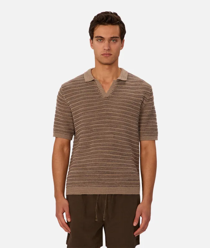 The Matera Polo - Mocha/Dark Brown sold by Industrie Clothing
