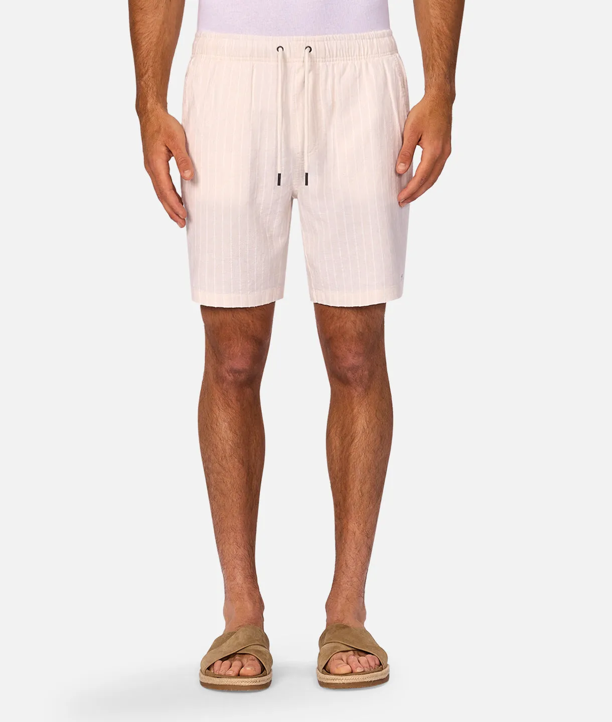 The La Brava Linen Blend Short - Wheat/Off White sold by Industrie Clothing