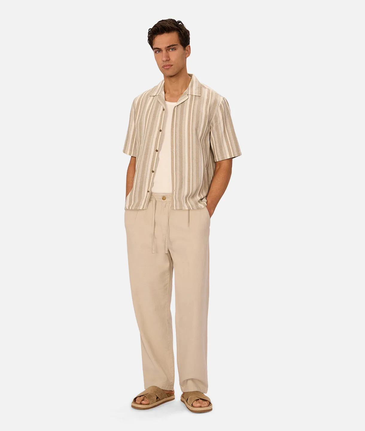 The Textured Livorno Short Sleeve Shirt - Olive Navy sold by Industrie Clothing product image thumbnail 2