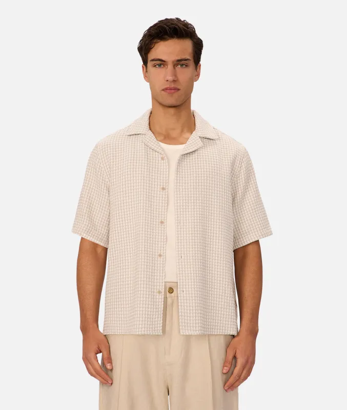 The Almeria Short Sleeve Shirt - Off White/Blue/Stone sold by Industrie Clothing