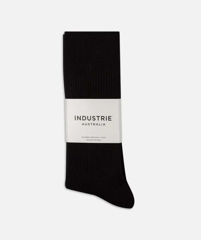 The Ribbed Crew Sock - Black sold by Industrie Clothing