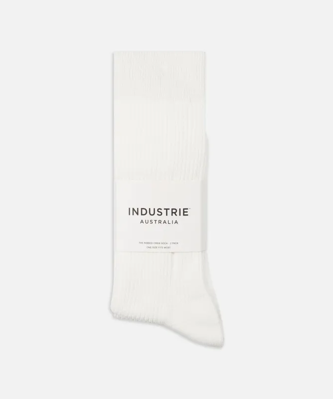 The Ribbed Crew Sock - Cream sold by Industrie Clothing