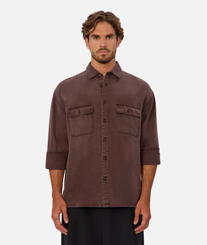 The Stockholm Long Sleeve Shirt - Dark Port sold by Industrie Clothing