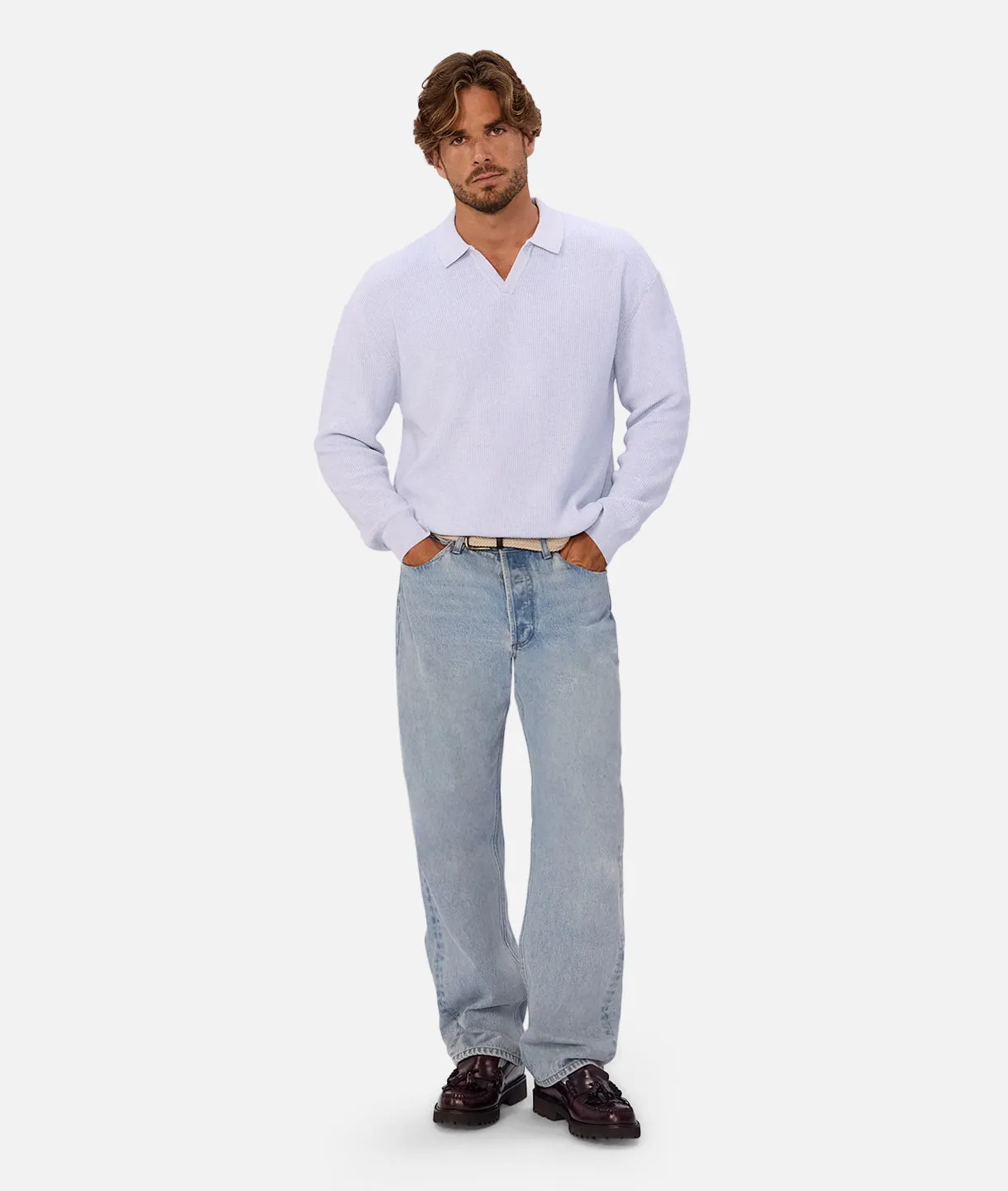 The New England Polo Knit - Light Blue Marle sold by Industrie Clothing product image thumbnail 3