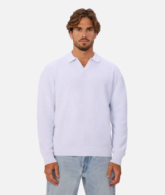 The New England Polo Knit - Light Blue Marle made by Industrie Clothing