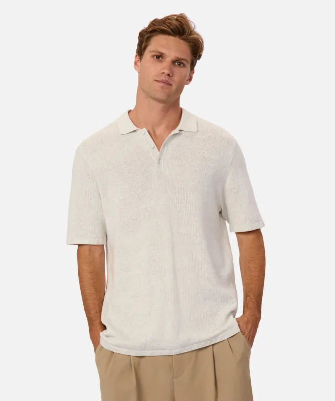 The Barletta Polo - Oat Melange sold by Industrie Clothing