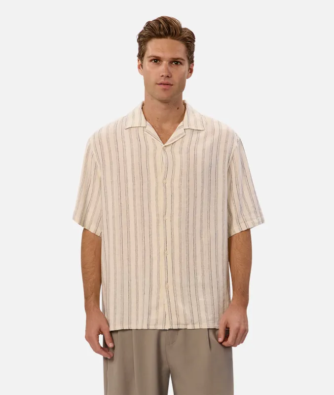 The Domingo Short Sleeve Shirt - Vanilla Navy sold by Industrie Clothing