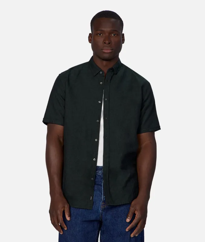 The Tennyson Linen Blend Short Sleeve Shirt - Dark Pine sold by Industrie Clothing