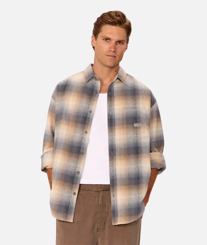 The Logan Long Sleeve Shirt - Blue Tan Combo sold by Industrie Clothing