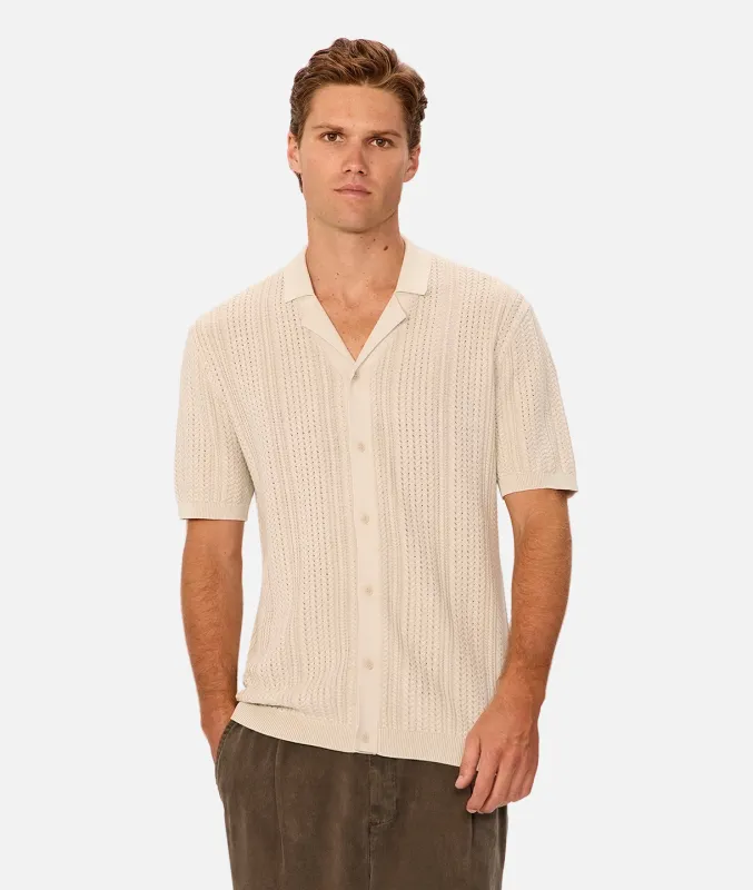 The Washed Alessio Short Sleeve Shirt  - OD Stone sold by Industrie Clothing