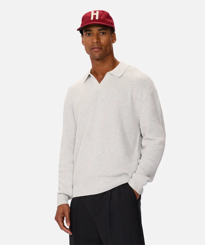 The New England Polo Knit - Ice Grey Marle made by Industrie Clothing