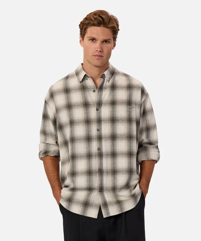 The Delmont Long Sleeve Shirt - Off White/Olive sold by Industrie Clothing