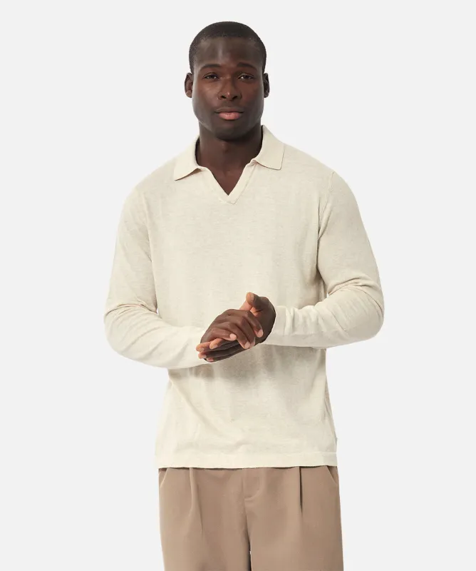 The Calille Long Sleeve Polo - Wheat Marle sold by Industrie Clothing