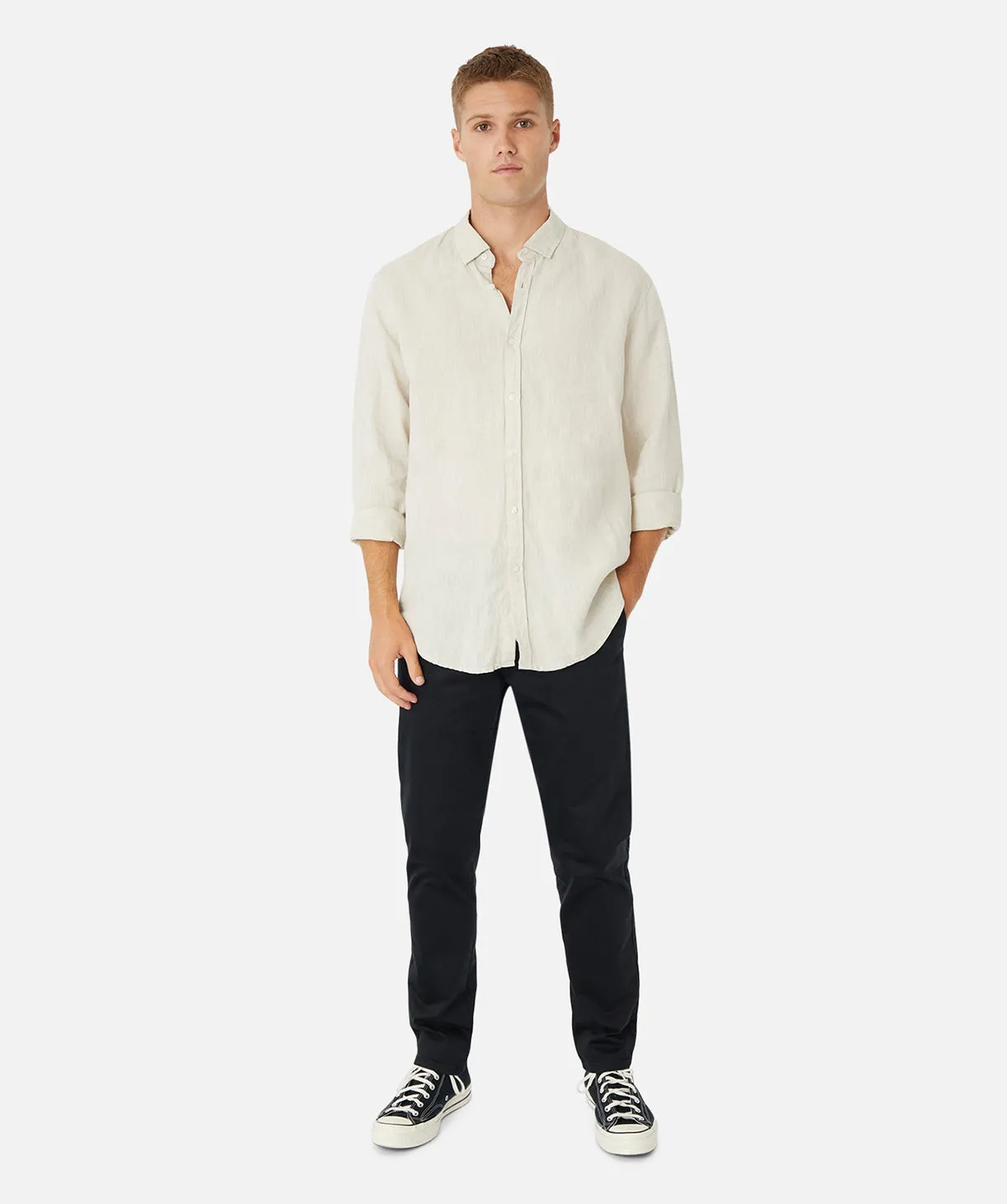 The Tennyson Linen Long Sleeve Shirt - Oatmeal sold by Industrie Clothing product image thumbnail 2