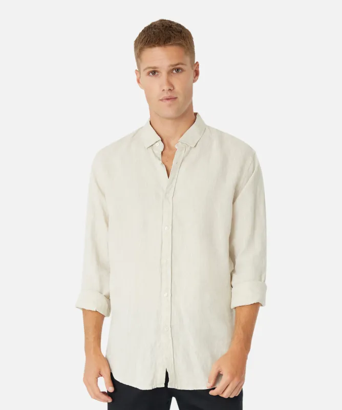 The Tennyson Linen Long Sleeve Shirt - Oatmeal sold by Industrie Clothing
