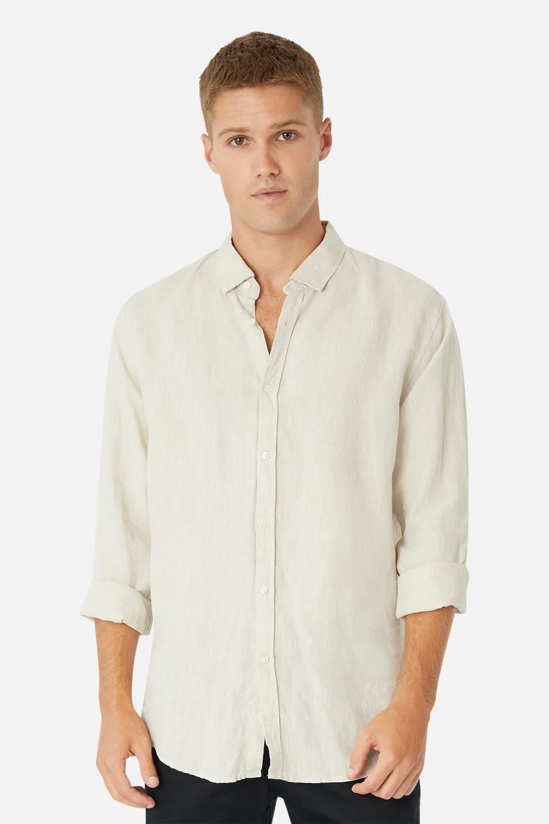 The Tennyson Linen Long Sleeve Shirt - Oatmeal sold by Industrie Clothing product image thumbnail 3