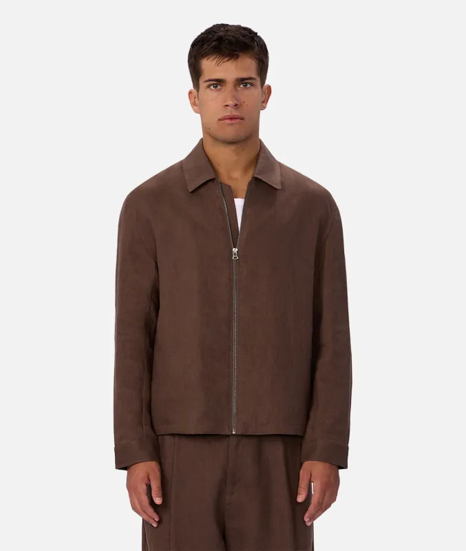 The Linen Lusso Bomber - Chestnut 25 made by Industrie Clothing