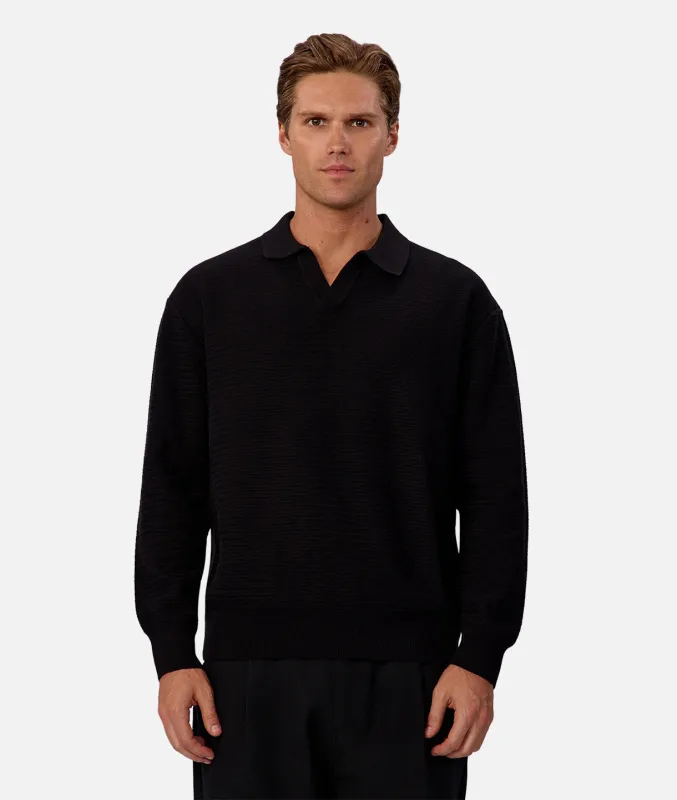 The Rondella Long Sleeve Polo - Black made by Industrie Clothing
